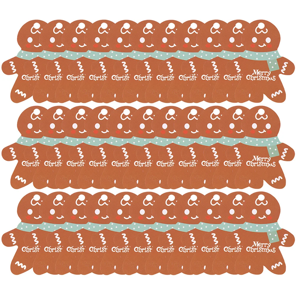 

100pcs Christmas Gift Packing Hanging Tags Xmas Ornaments Gingerbread Man