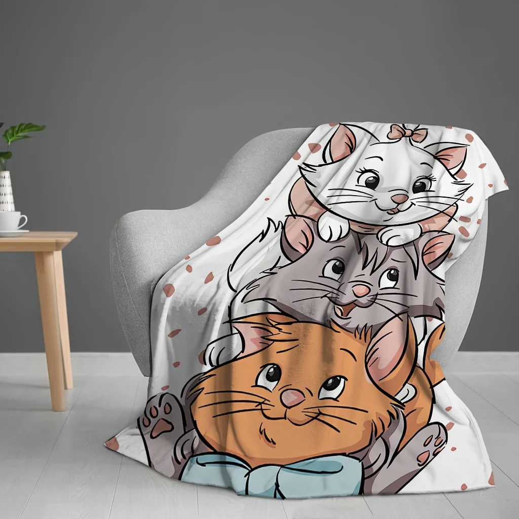 Фото Фланелевое одеяло с принтом Cat Adventure Cartoon Pattern, подходящее для всех сезонов, подходящее для гостиной, офиса, дивана и путешествий. №5