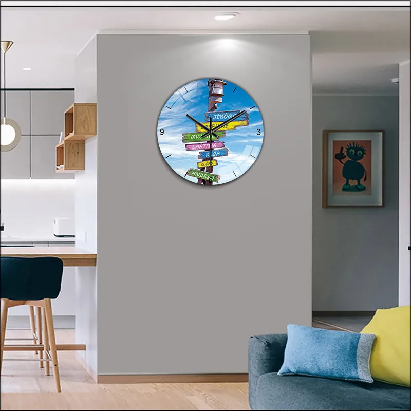 Индивидуальные семейные подарки настенные часы с дорожным знаком 3-7 именами