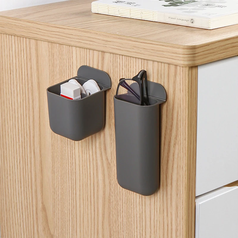 

Wall Mounted Storage Box No punching TV Remote Control Storage Pen Holder Desk Organizer Multifunction Desk Organizers shelf