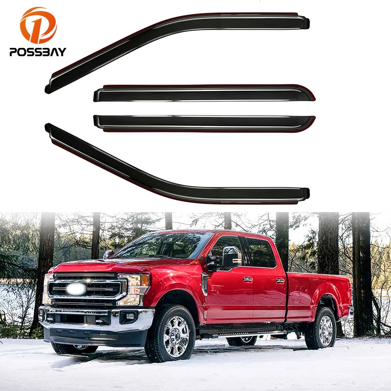 

Car Black In Channel Window Visor Rain Sun Deflectors Sticker Trim for Ford F-150 F-250 F-350 F-450 F-550 Exterior Accessories
