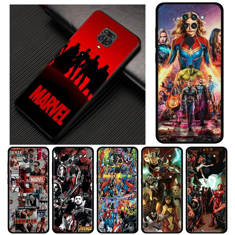 

For Redmi 9 9a 9c 8 k40 Case for Xiaomi redmi note 10 11 pro 9s 10pro Max 9pro 8pro 11pro 9t 8t Cover Marvel Superheros sticker