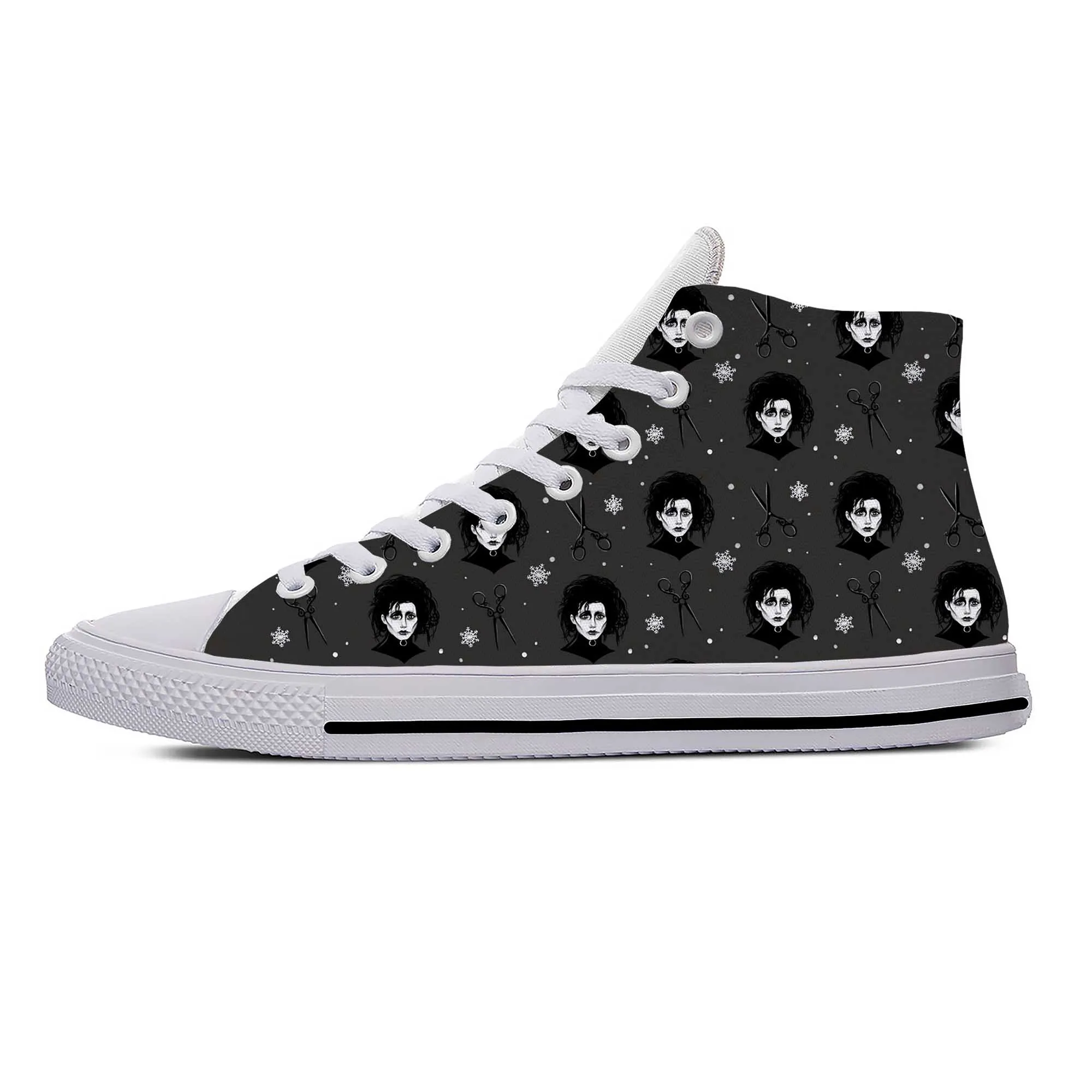 

Hot Anime Cartoon Edward Scissorhands Johnny Depp Casual Cloth Shoes High Top Lightweight Breathable 3D Print Men Women Sneakers