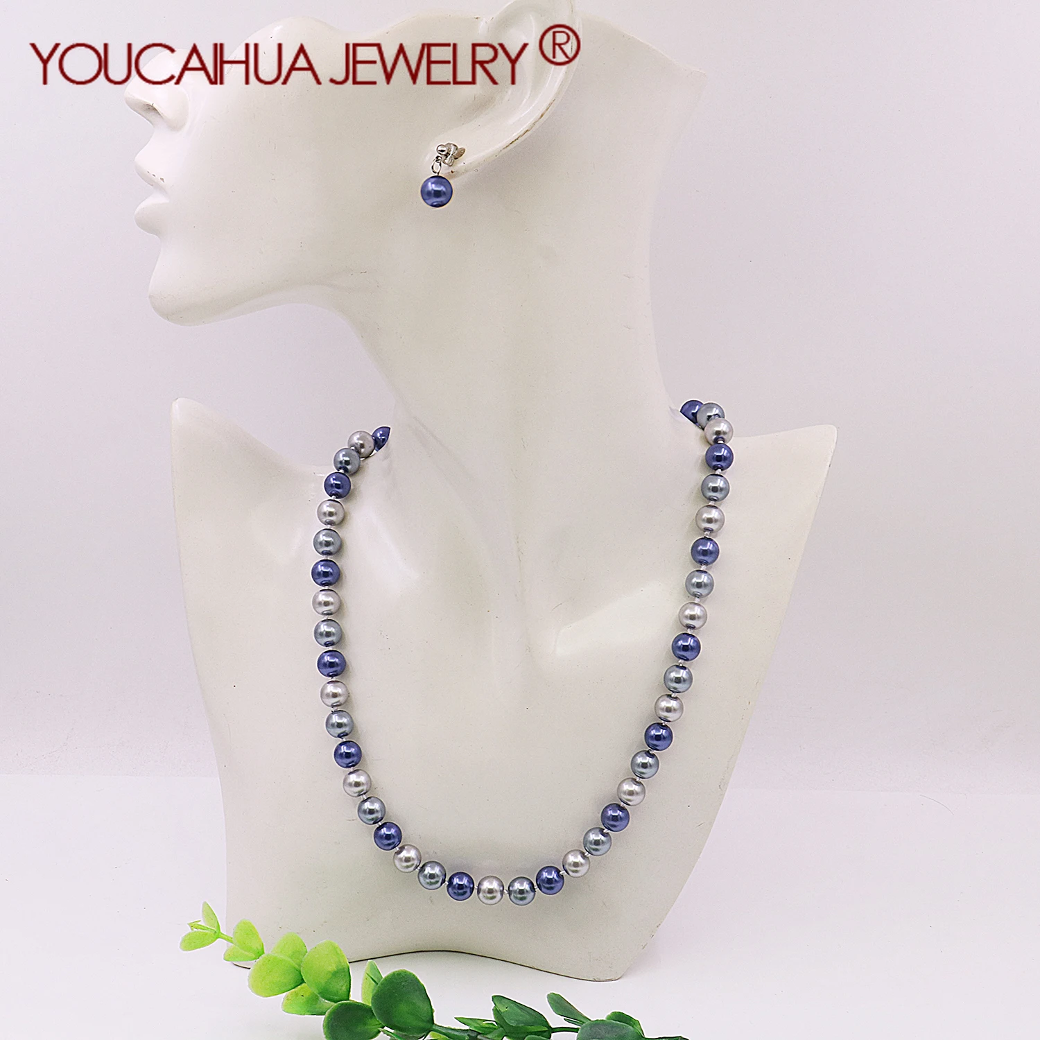 

8/10/12mm Hot 3 Color Shell Pearl Round Bead Necklace/Earring Hook Set,36Inch,Crown Clasp,Jewelry Making/design Gift for Women