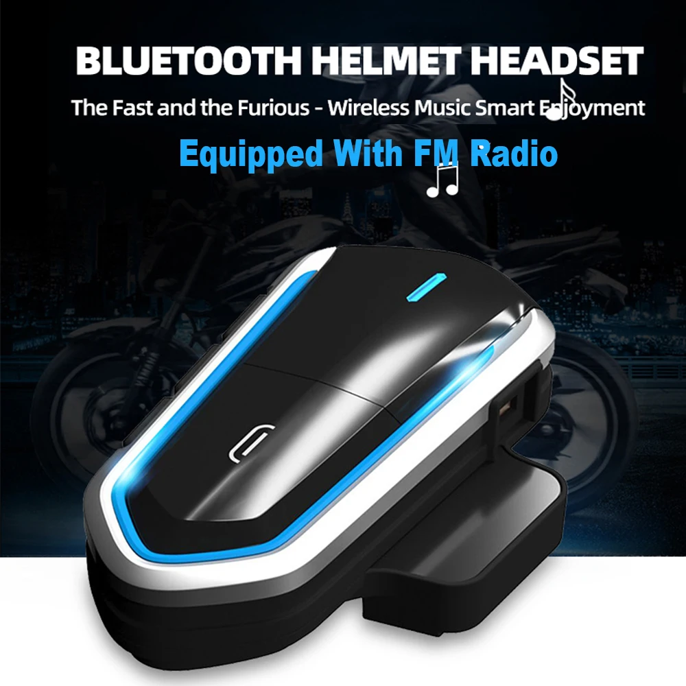 

Гарнитура для мотоциклетного шлема, Беспроводная Bluetooth-гарнитура с микрофоном, FM-радио, водонепроницаемый комплект громкой связи для звонков, стерео музыкальный плеер