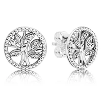 original sparkling tree of love with crystal studs earrings for women 925 sterling silver wedding gift pandora jewelry