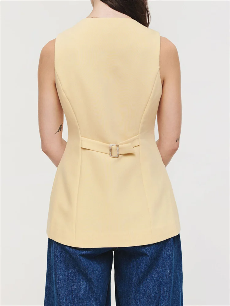 Женский летний длинный жилет CHRONSTYLE однотонная безрукавка с круглым вырезом и