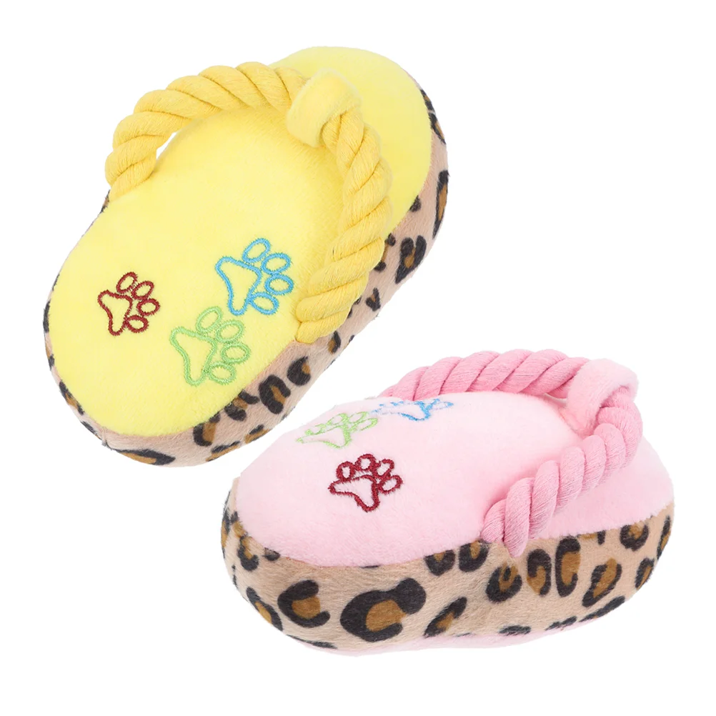

2Pcs Biting Chew Plush Slipper Molar Funny Interactive Plaything