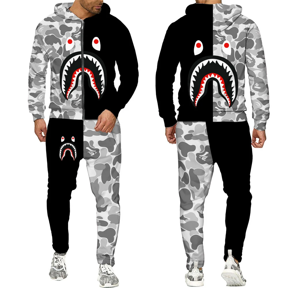 

Мужская камуфляжная толстовка с капюшоном и принтом, на молнии