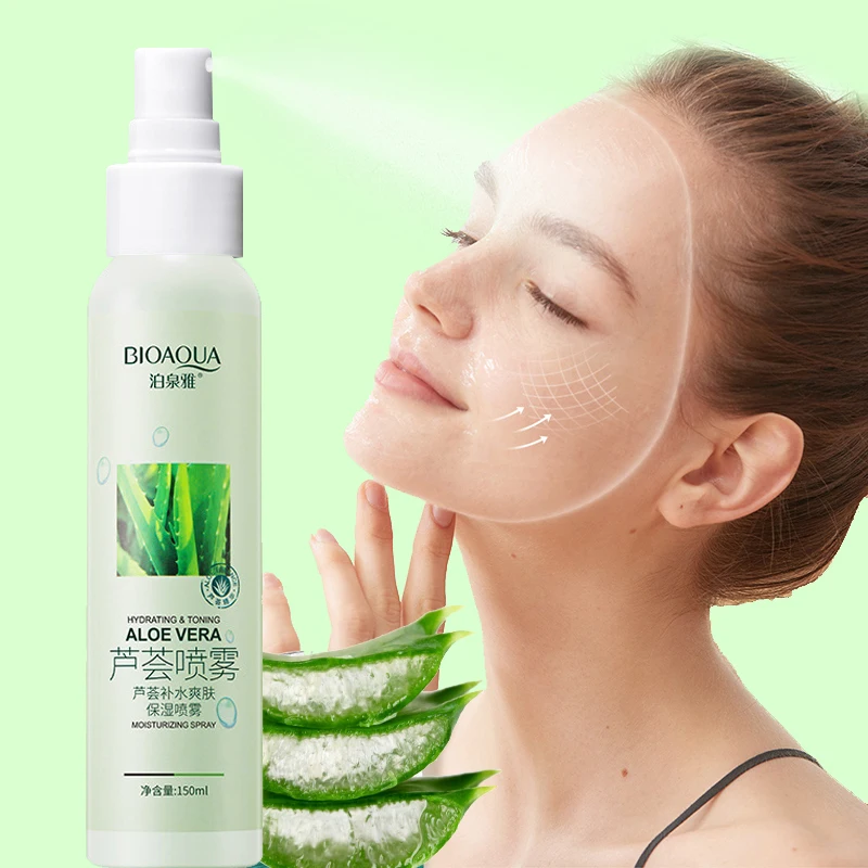 

150ml Aloe Vera Face Moisturizing Spray Serum Improve Dryness Makeup Base Liquid Sooth Skin Refresh Non Greasy Face Care Water