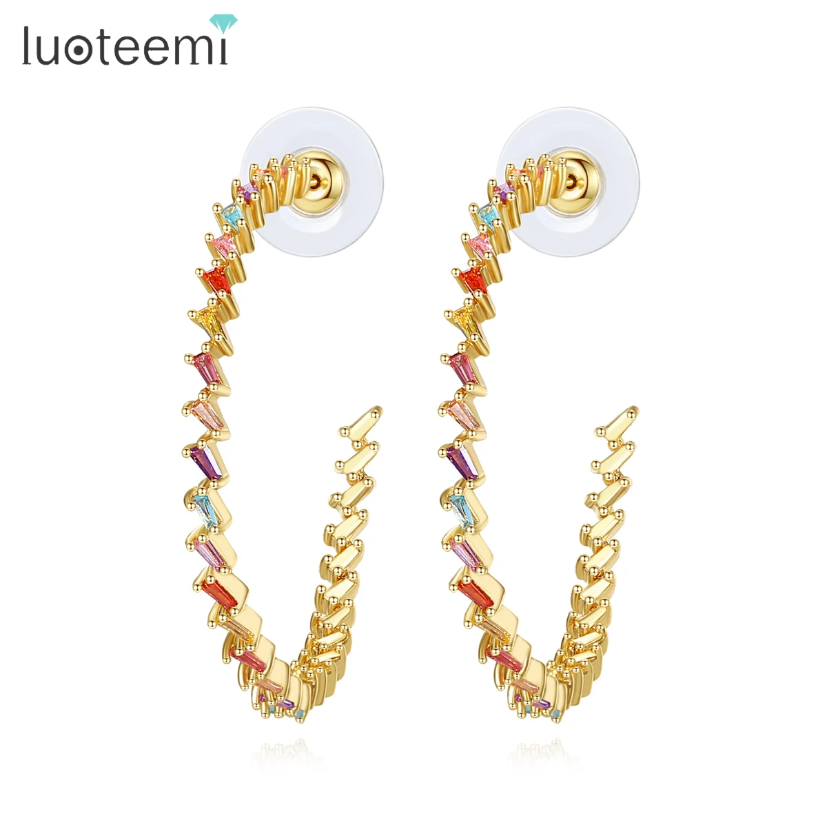 

LUOTEEMI Big Circle Colorful Cubic Zirconia Hoop Earrings for Women Wedding Party Bohemia Earrings Fashion Jewelry Brincos Gifts