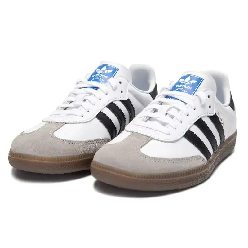 Фото Мужские кожаные замшевые кроссовки Samba Adidas Originals OG в стиле ретро, повседневная уличная обувь B75806 №1