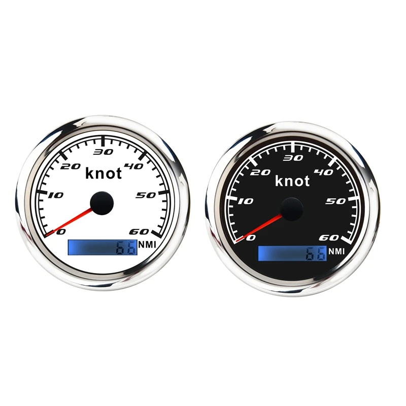 

Universal Speedometer 12V/24V Odometer 85Mm 60 Knot LCD Hourmeter Tachometer Backlight Meter With GPS Antenna