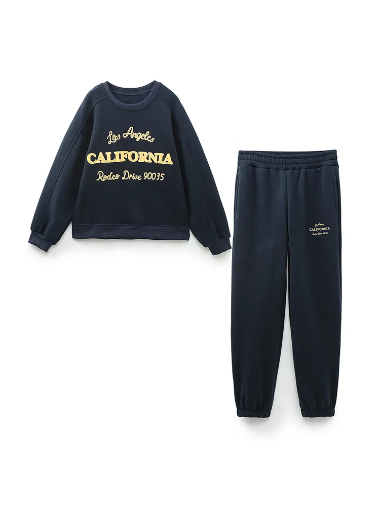 

Комплекты женской одежды 2022 лозунг вышивка спортивный повседневный спортивный костюм женский свободный пуловер толстовка и брюки для бега...