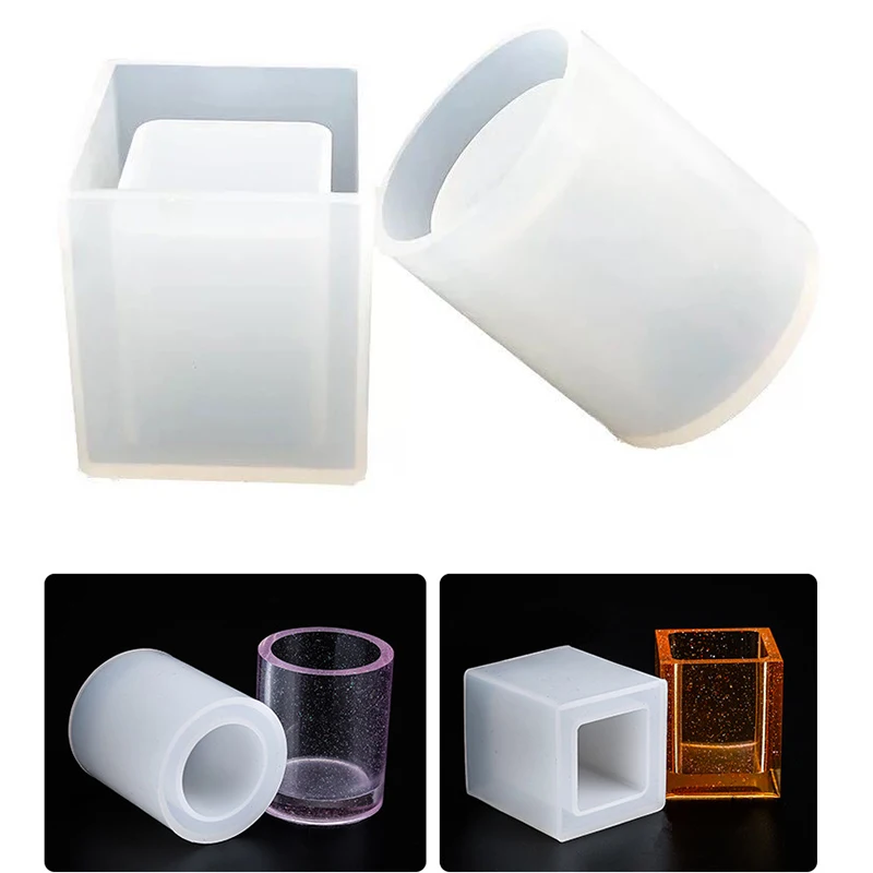 

Silicone Mold Square Round Pen Holder Mould Geometric Epoxy Dry Flower pot Resin Concrete Candle Mold Craft Ornament