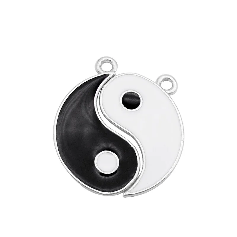 

6 комплектов эмалевых шармов для пар, Тай Чи, цинковый сплав, разъемные рыбы Инь-Янь для колье, серьги, Лон, браслет, Ювелирная фурнитура