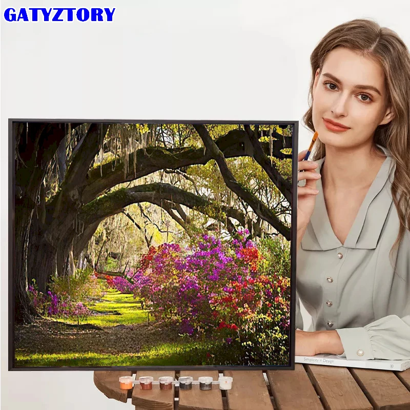 

GATYZTORY Diy Oil Painting By Numbers With Frame Scenery On Canvas Paint By Numbers For Adult Unique Gift Home Decoration