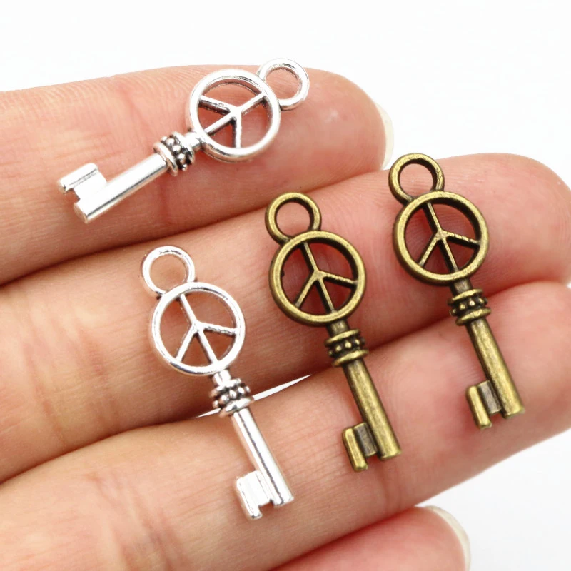 20 шт., подвески, винтажный ключ мира, 26x9 мм, античные посеребренные Подвески, сделай сам, ручная работа, тибетские ювелирные изделия в поисках