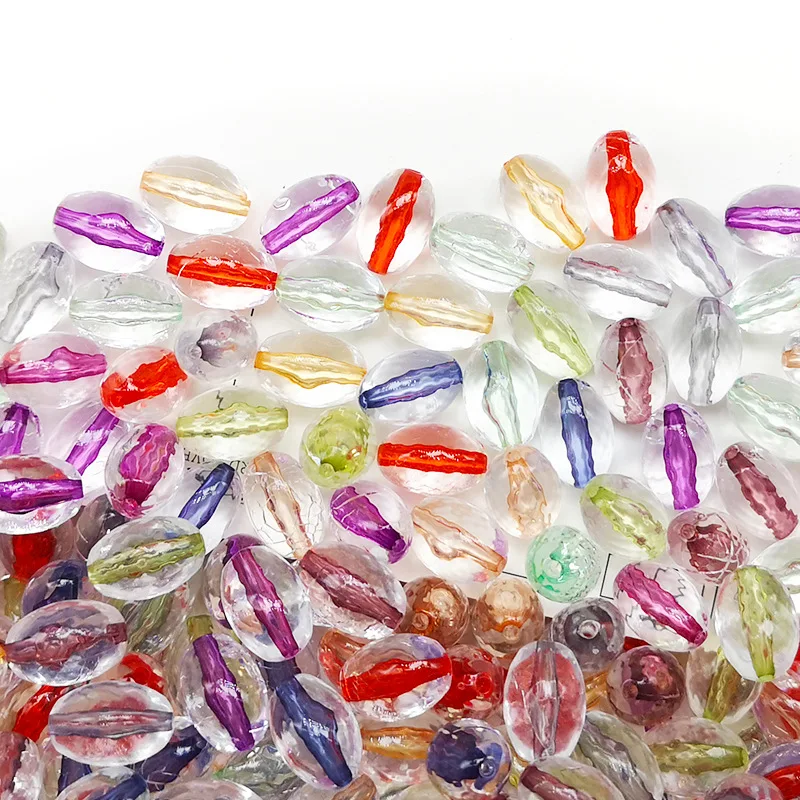 15mm acrylic oval bead material transparent dye core inner color burst bead DIY hand string loose bead accessories