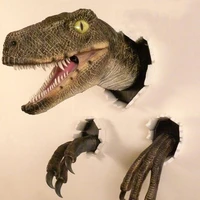 wall mounted dinosaur wall bust realistic raptor head resin sculpture wall hanging decor for kids room bar home decoration