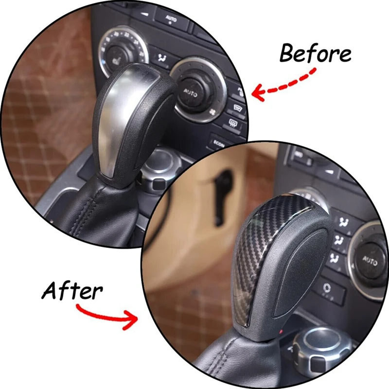 Gear Shift Knob Head Cover Trim Carbon Fiber For Land Rover Freelander 2 2007-2012 Accessories