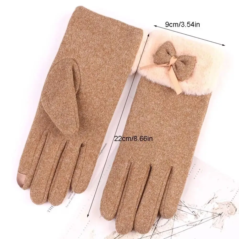 Модные плюшевые теплые перчатки с бантом ветрозащитные зимние защитой от холода