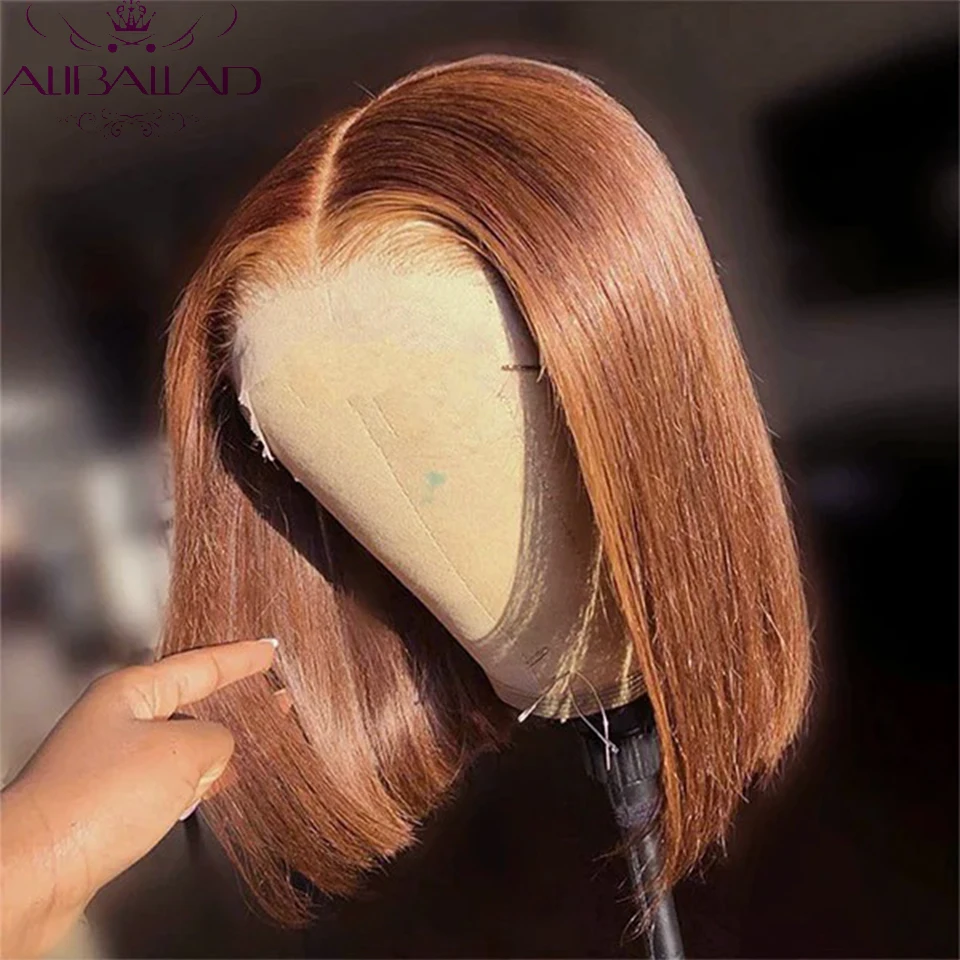 Straight Brown Color 13x4 Short Bob Lace Front Wigs Human Hair Honey Blonde Ombre 1B/30 1B/99J Lace Closure Wig For Black Women