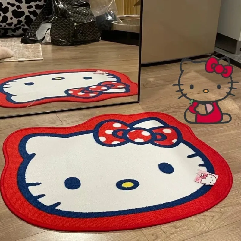 

Мультяшный напольный коврик Hellokitty, впитывающий нескользящий дверной коврик, милый бархатный ковер с кристаллами, украшение для комнаты для девочек, аниме подушка, подарок