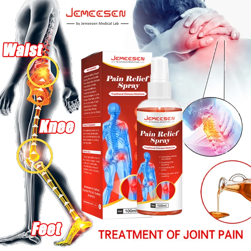 

Jemeesen Chinese Medicine Quick Relieves Pain Spray Treat Rheumatic Arthralgia, Muscle Pain, Bruising and Swelling Body Care Oil