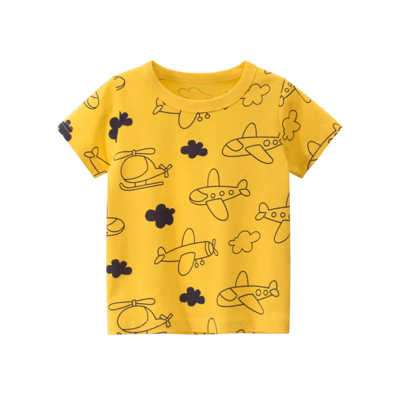 

2022 Summer Baby Boys T-shirts Kid Cartoon Plane Space UFO Astronaut Print Short Sleeve T Shirt Cotton Top Tees Children Clothes