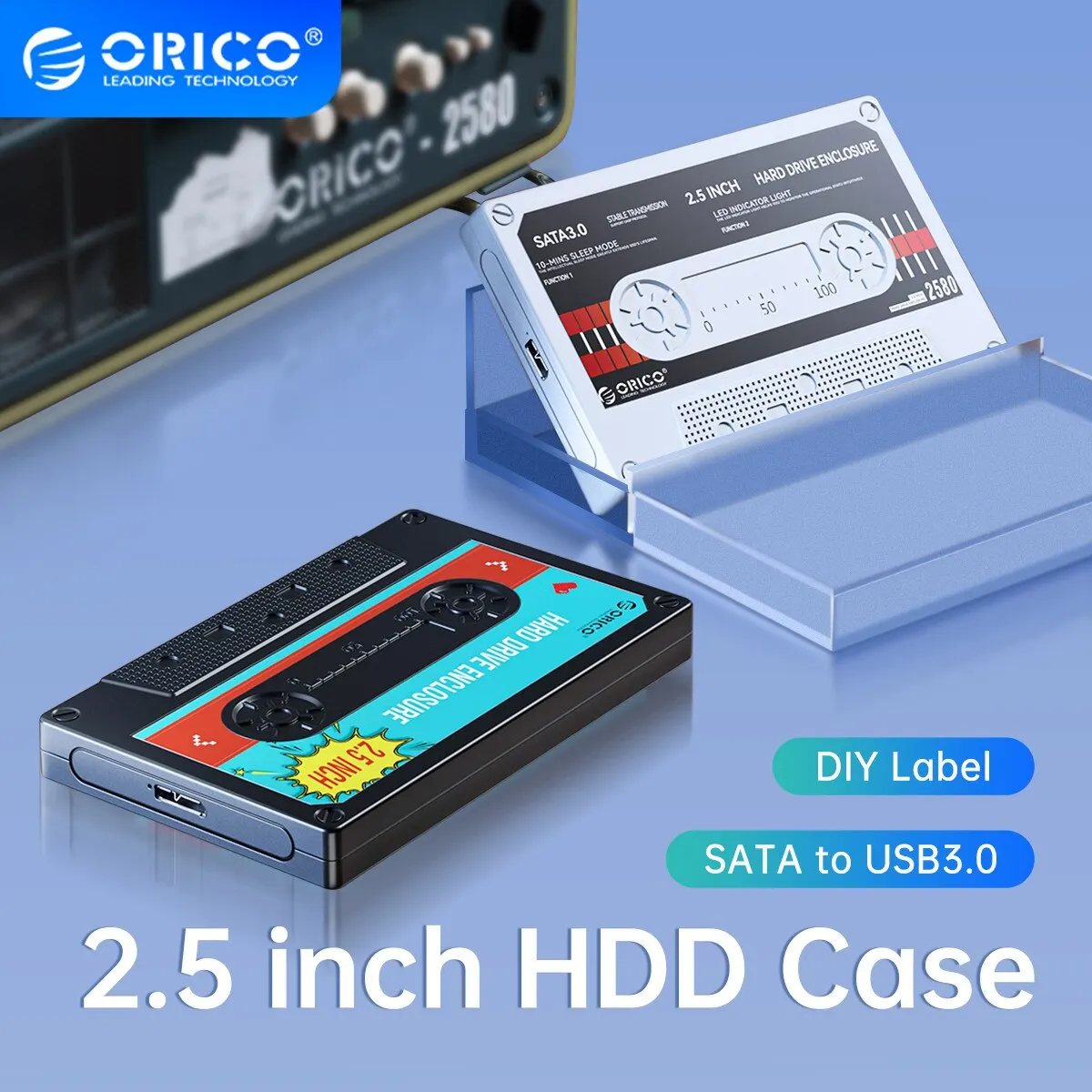 

USB3.1 Hard Drive Case 2.5in HDD Enclosure SATA to USB3.0 External Hard Drive Case 6Gbps Type-C HDD SSD Case With DIY Sticker