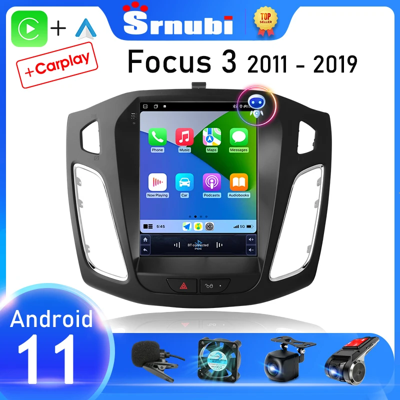 Автомагнитола Srnubi 2 Din Android 11 для Ford Focus 3 Mk 2011 2012 - 2019 мультимедийный видеоплеер Carplay