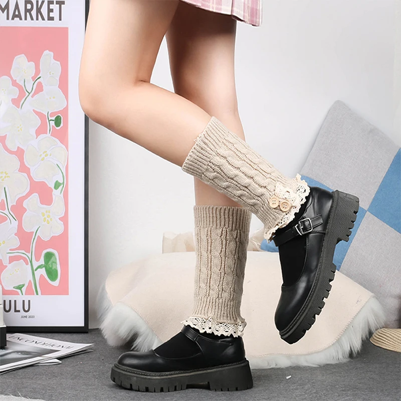 

Fashion Cuffs Lace Leg Warmers Winter Boot Cuffs Knitted Punk Short Crochet Leg Warm Socks Warm Womens Boot Toppers Stockings