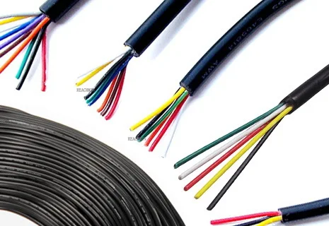 24 AWG 0.2MM2 RVV 2/3/4/5/6/7/8/10/12/14/16/18 Cores Pins Copper Wire Conductor Electric RVV Cable Black