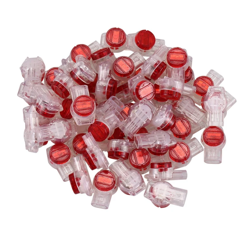 

110 Pieces Gel Splice UR Connector 3 Port Wire Connectors Red+Clear