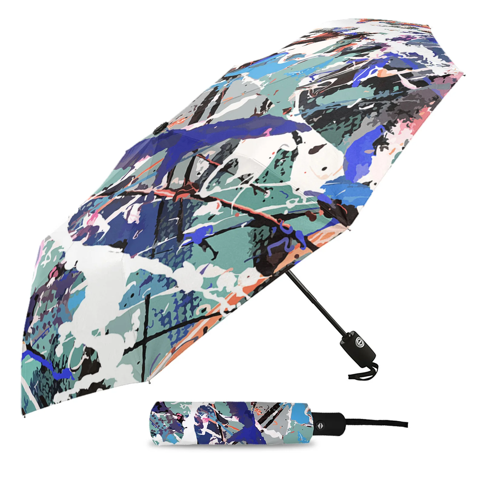 Автоматический зонт с граффити для мужчин и женщин уличный складной аксессуар 8