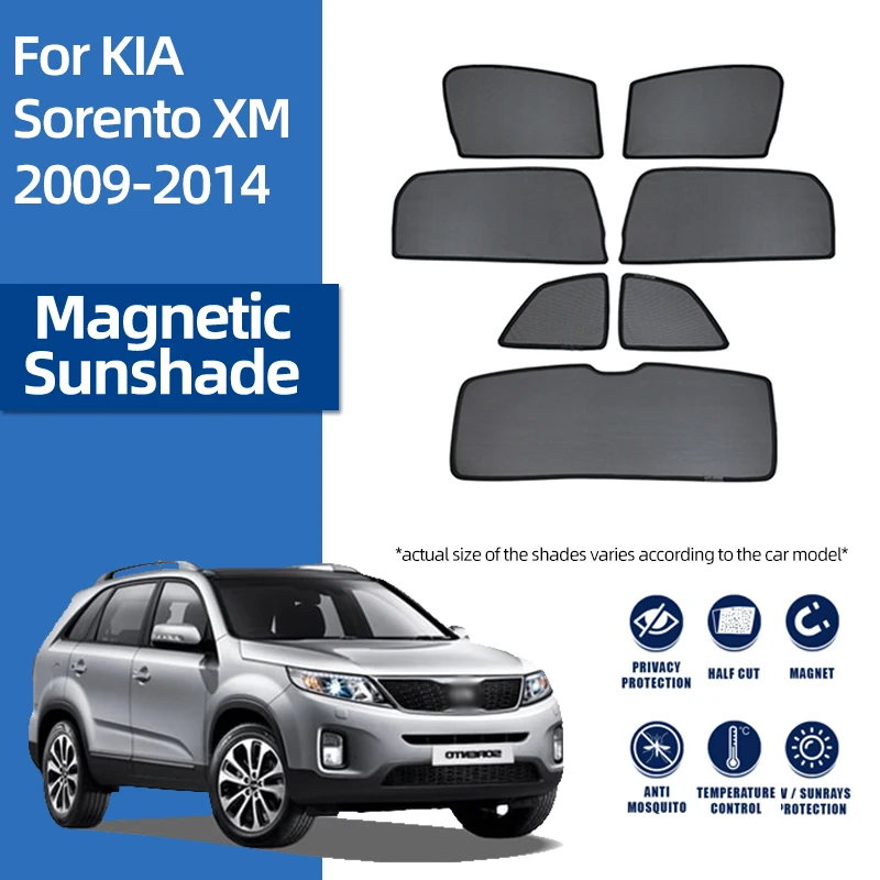 Фото Для Kia Sorento XM 2010-2015 Магнитный автомобильный солнцезащитный козырек, переднее лобовое стекло, шторка, задняя боковая сетка для детского окна, солнцезащитный козырек №2