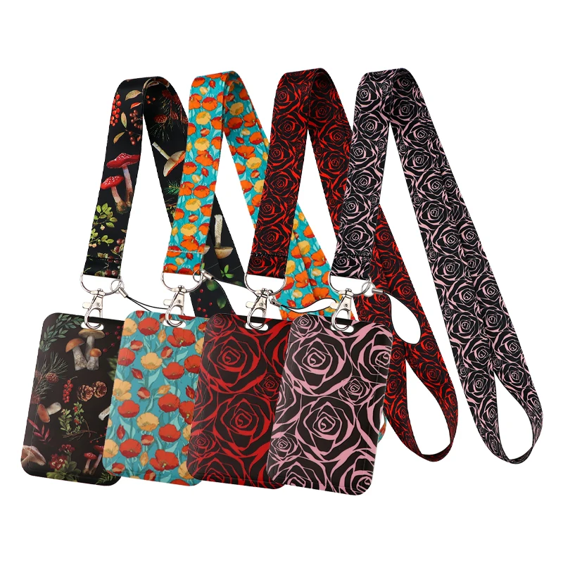

Rose Lanyard for Key Neck Strap Card Cover Badge Holder Mobile Phone Charm Key Chain Key Holder Key Rings Accessories Gifts