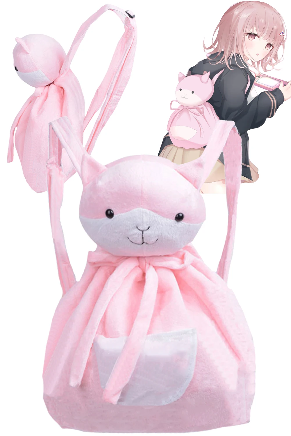 Chiaki Nanami косплей розовый кот рюкзак женский костюм аксессуары Аниме Danganronpa