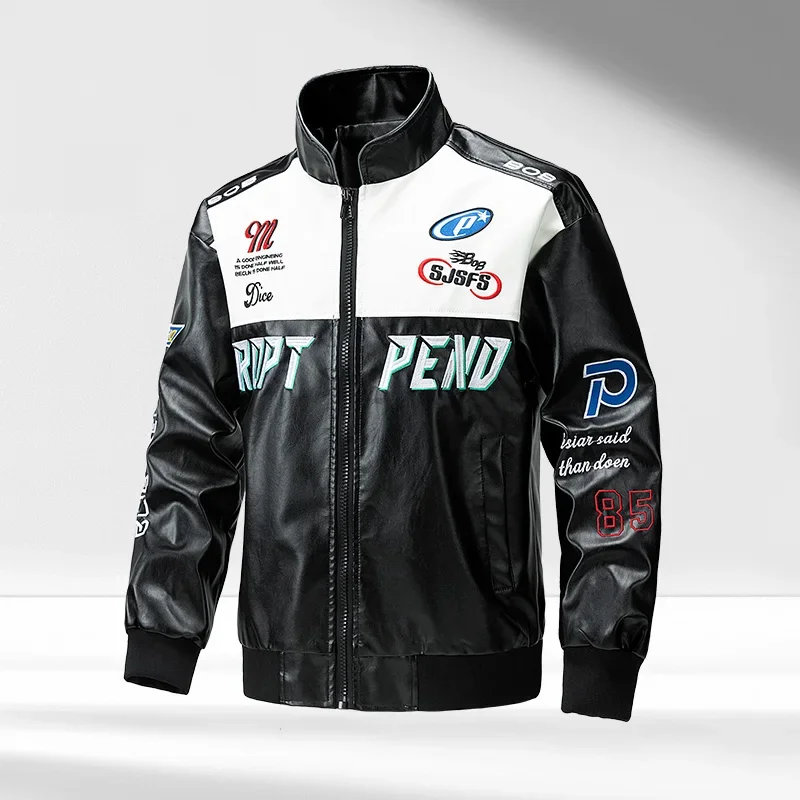 Уличный тренд 2028 XKK свободное кожаное пальто для мужчин красивая черная