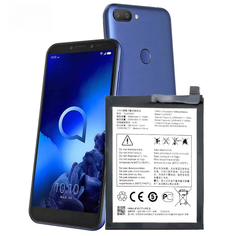 Фото Подходит для аккумулятора Alcatel 1s 2019/5024/5024A/5024I/5024J/5024D-EEA TLP030K7, аккумулятор для мобильного телефона, бесплатный инструмент, 3.8V 3060mah. №4