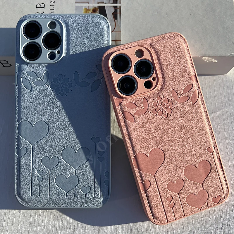 

Love balloon PU Leather Hard Case Silicone Frame For iPhone 14Promax 13Promax 11 13 13Pro 14 14Pro 12 14Plus 12Promax 11Promax