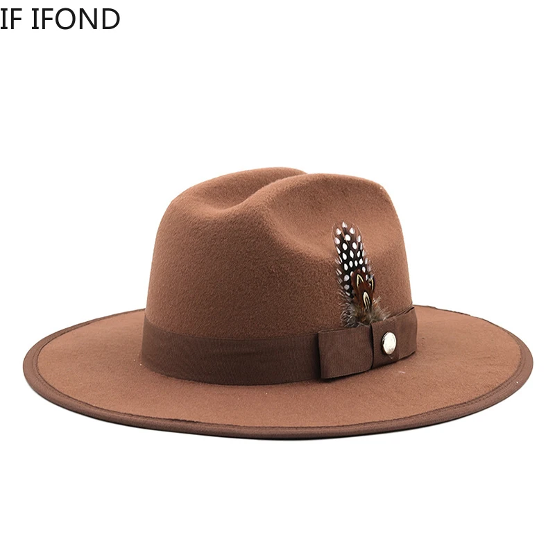 

New Women's Hats British Style Autumn Winter Felt Fedora Hat Trilby Jazz Hat Elegant Lady Wedding Party Hat