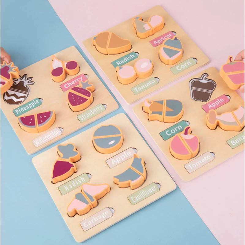 

Children‘s Wooden Fruit Chop Le Toy Kitchen Play House Fruit And Vegetable Matching Board Cut Look Magnetic Set Combination