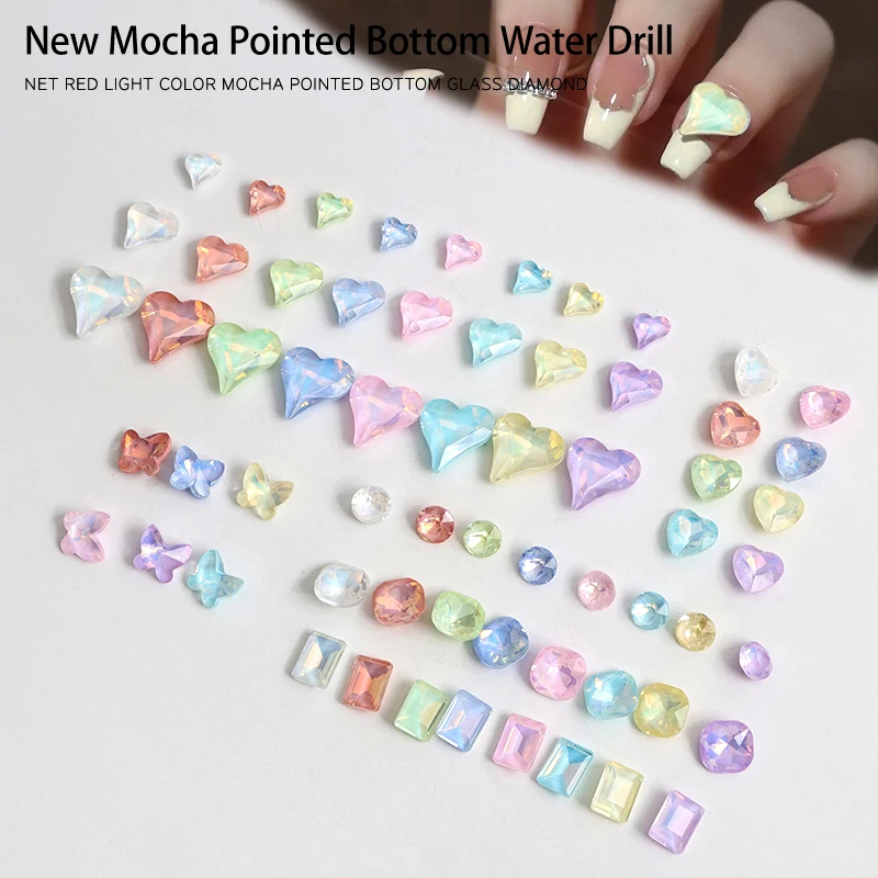 

New Mocha Mixed Color Single Series Pointed Bottom Glass Crystal Nail Art Rhinestones 3D DIY Manicure Decoration 20/50Pcs