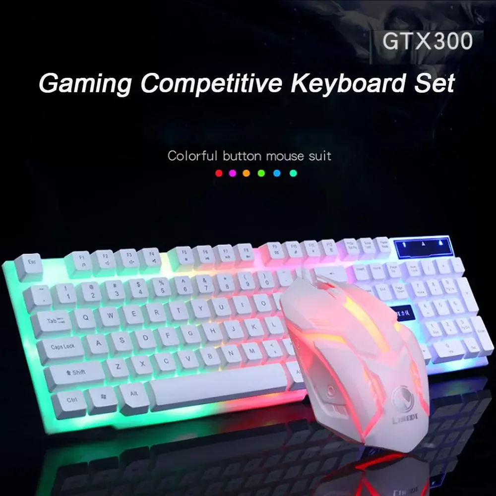 

Игровая USB-клавиатура и мышь, 1600DPI, светодиодная подсветка