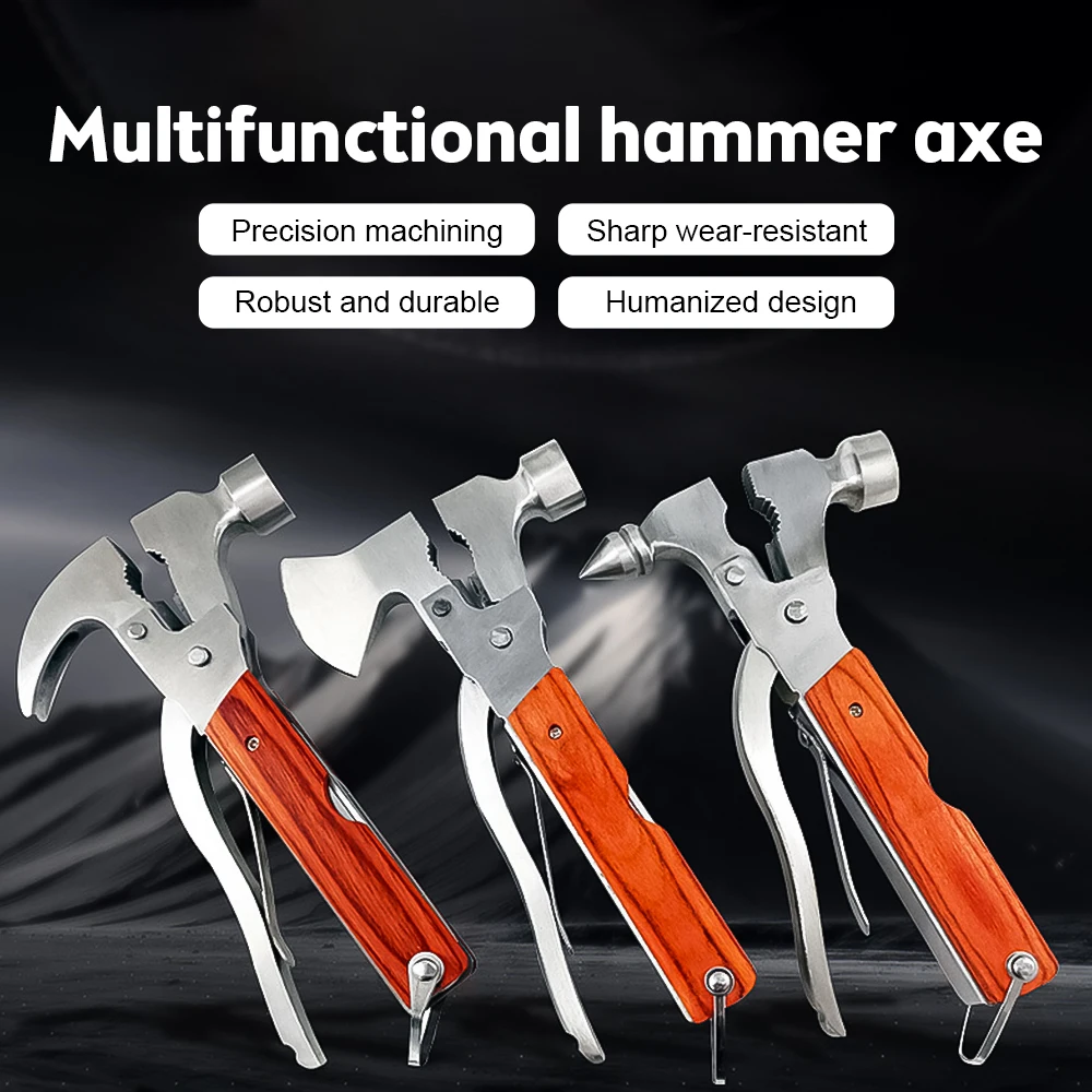 

Auto Safety Hammer Stainless Steel Tools Outdoor Survival Camping Hiking Portable Pocket Knife Multitool Claw Hammer