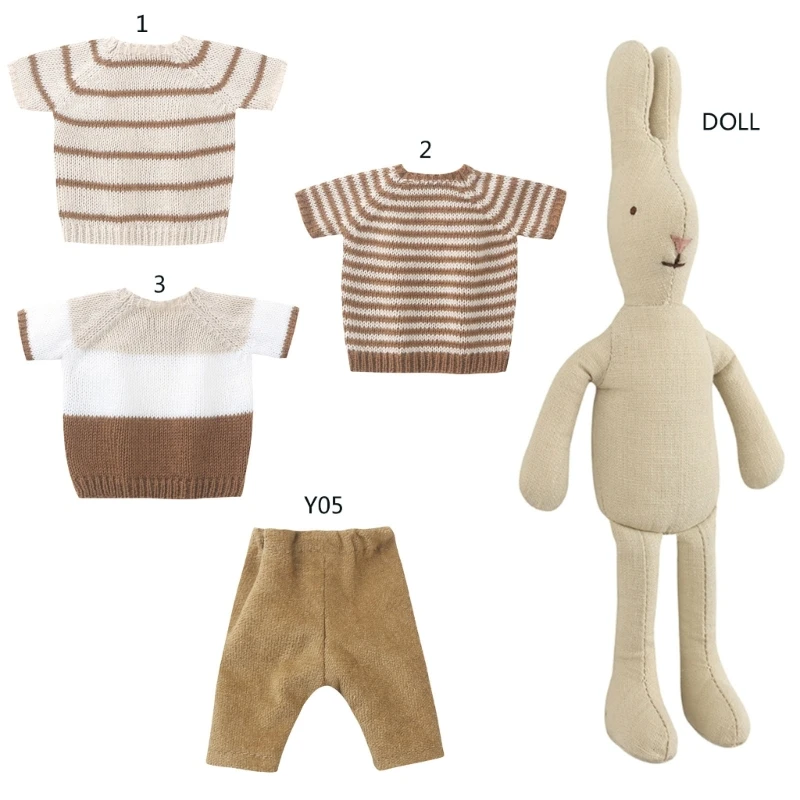 10inch Lovely Stuffed Rabbit Toy/ Dress Up Clothes Sweater Pants DIY Roleplay Dress Up Rabbit Game Stuffed Animal X90C