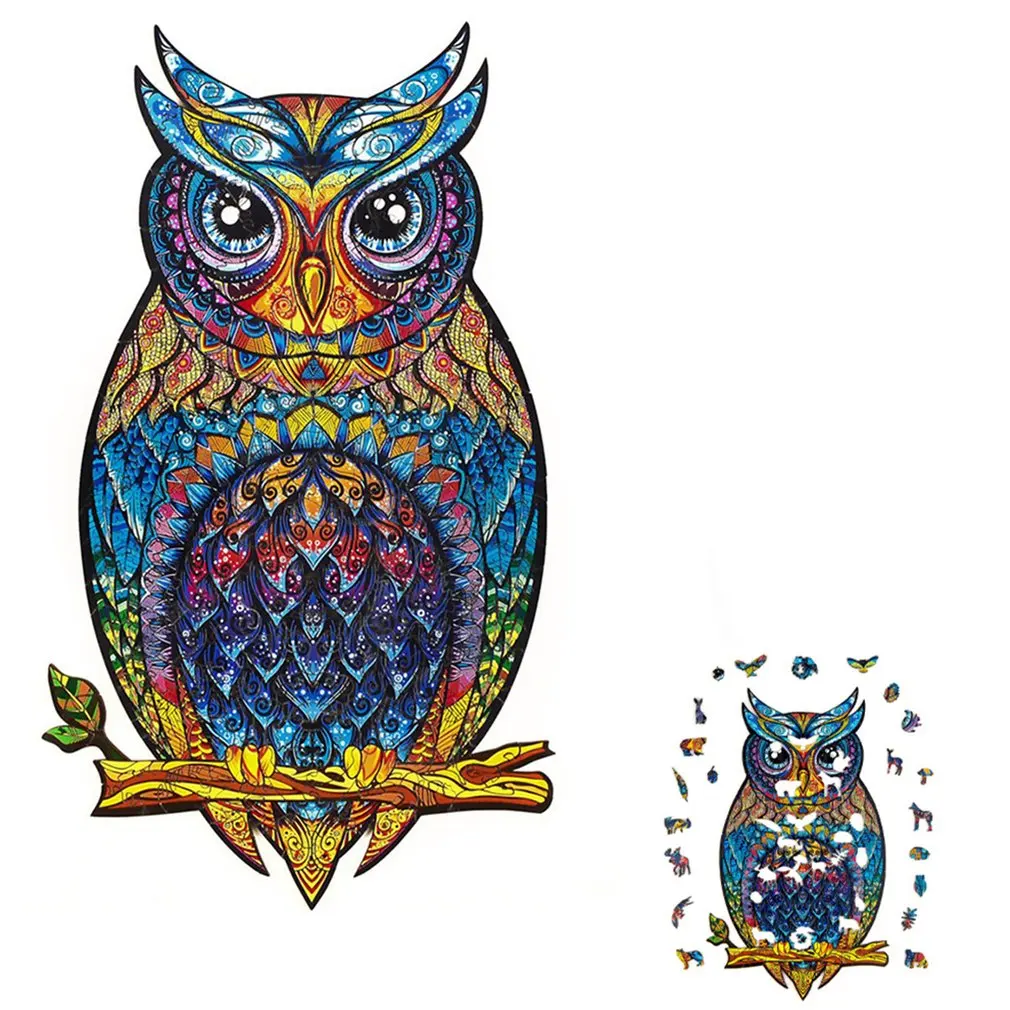

3D Unique Wooden animal Jigsaw Puzzle Mysterious Owl Puzzle Gift For Adult Kids Educational Fabulous Gift Interactive Games Toy
