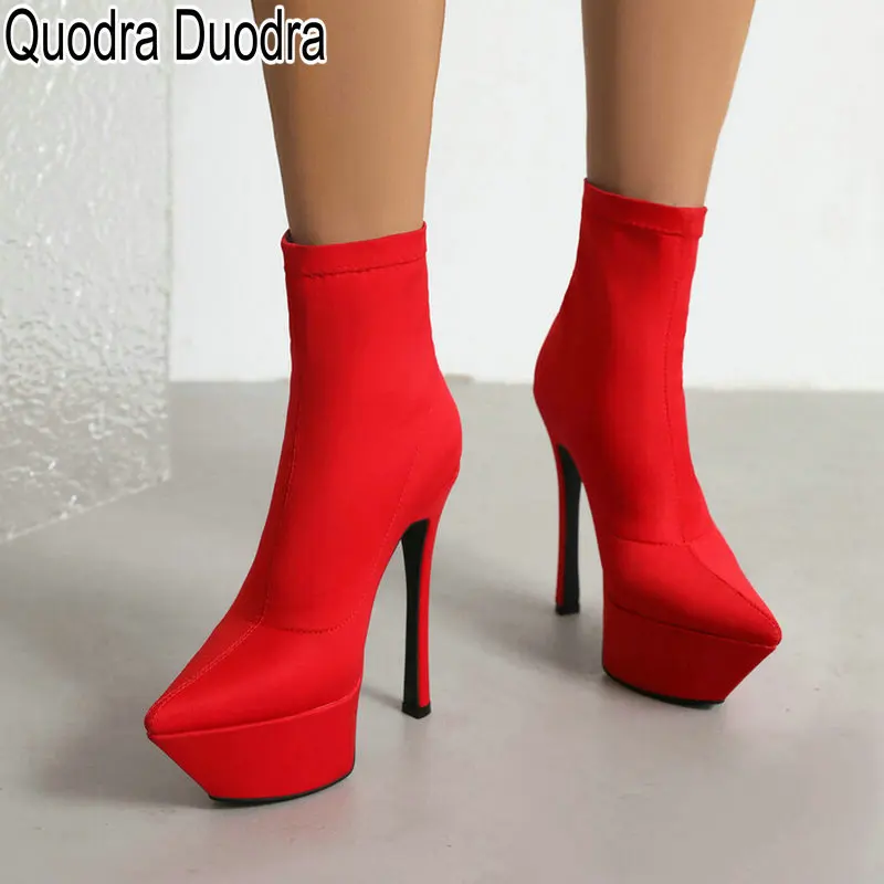 

Ankle Boots New Women Shoes Thin High Heels Pointed Toe Casual Big Size Lady Female Party Quality Platform Sexy Fashion Slipper